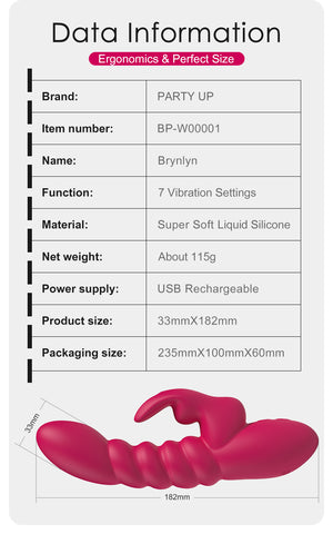 Party Up BRYNLYN USB Rechargeable Rabbit Vibrator - Rabbit Vibrators