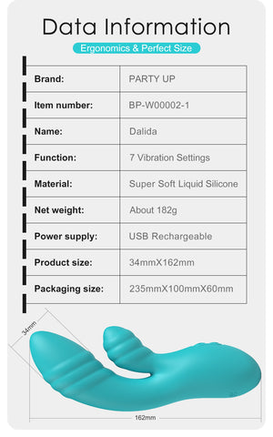 Party Up DALIDA USB Rechargeable Rabbit Vibrator - Rabbit Vibrators