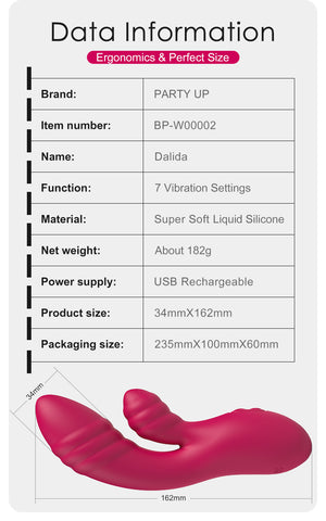 Party Up DALIDA USB Rechargeable Rabbit Vibrator - Rabbit Vibrators