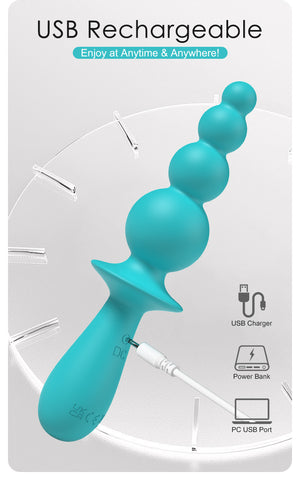 Party Up EVAJANE USB Rechargeable Beaded Vibrator - Anal Beads and Balls