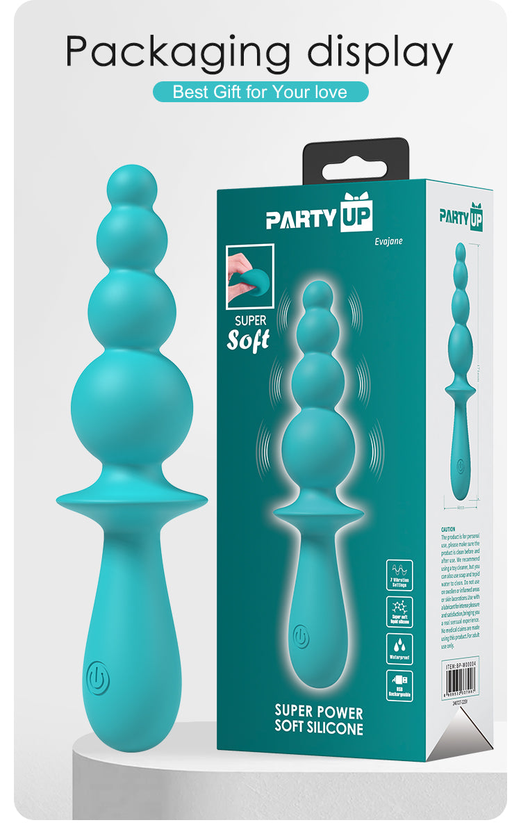 Party Up EVAJANE USB Rechargeable Beaded Vibrator Anal Beads and Balls