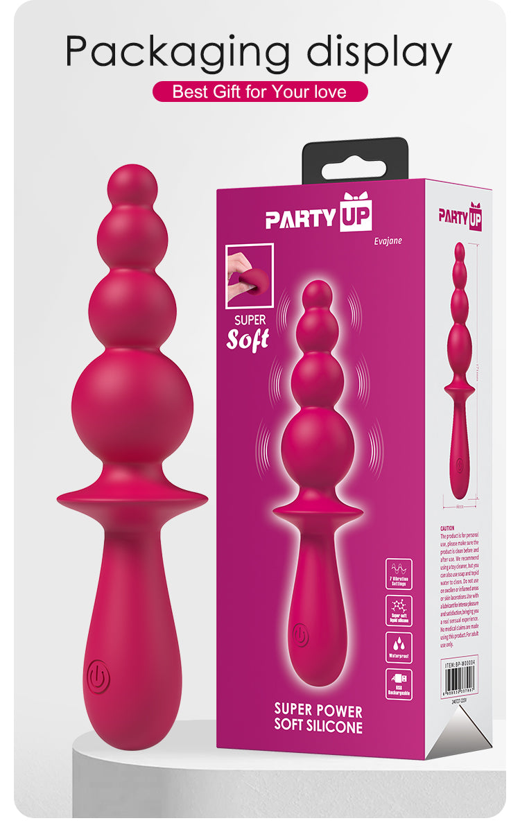 Party Up EVAJANE USB Rechargeable Beaded Vibrator Anal Beads and Balls