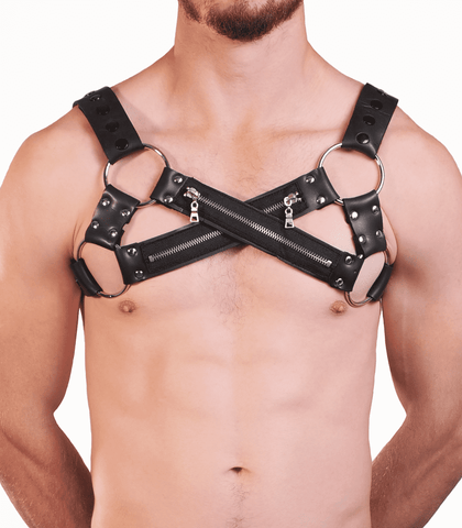 Love In Leather Mens Cross Front Neoprene Body Brace - Cuffs And Restraints