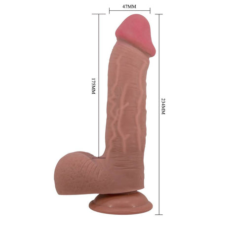 Pretty Love Sliding Skin Series Suction Cup Realistic Dildo Tan - Realistic Dildos