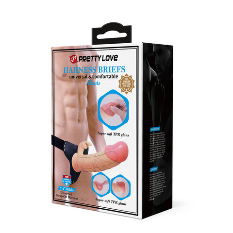 Pretty Love Mavis Strap-On Harness with 7.4 Inch Dildo Flesh - Strap On Sextoys