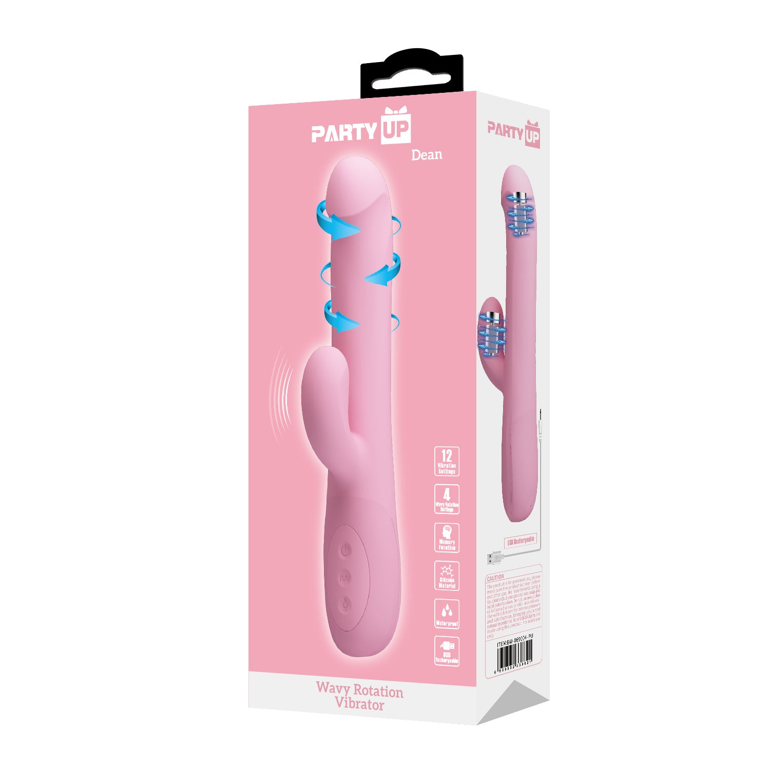 Party Up DEAN Wavy Rechargeable Rotating Rabbit Vibrator Rabbit Vibrators