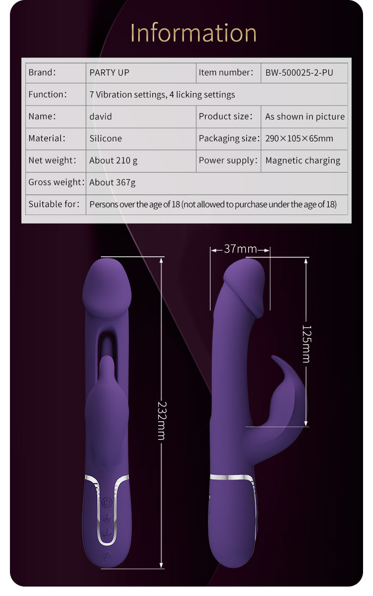 Party Up DAVID Swinging Rechargeable Rabbit Vibrator Rabbit Vibrators
