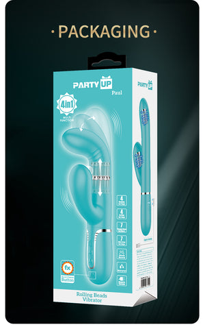 Party Up PAUL Rolling Beads Thrusting Rabbit Vibrator - Rabbit Vibrators
