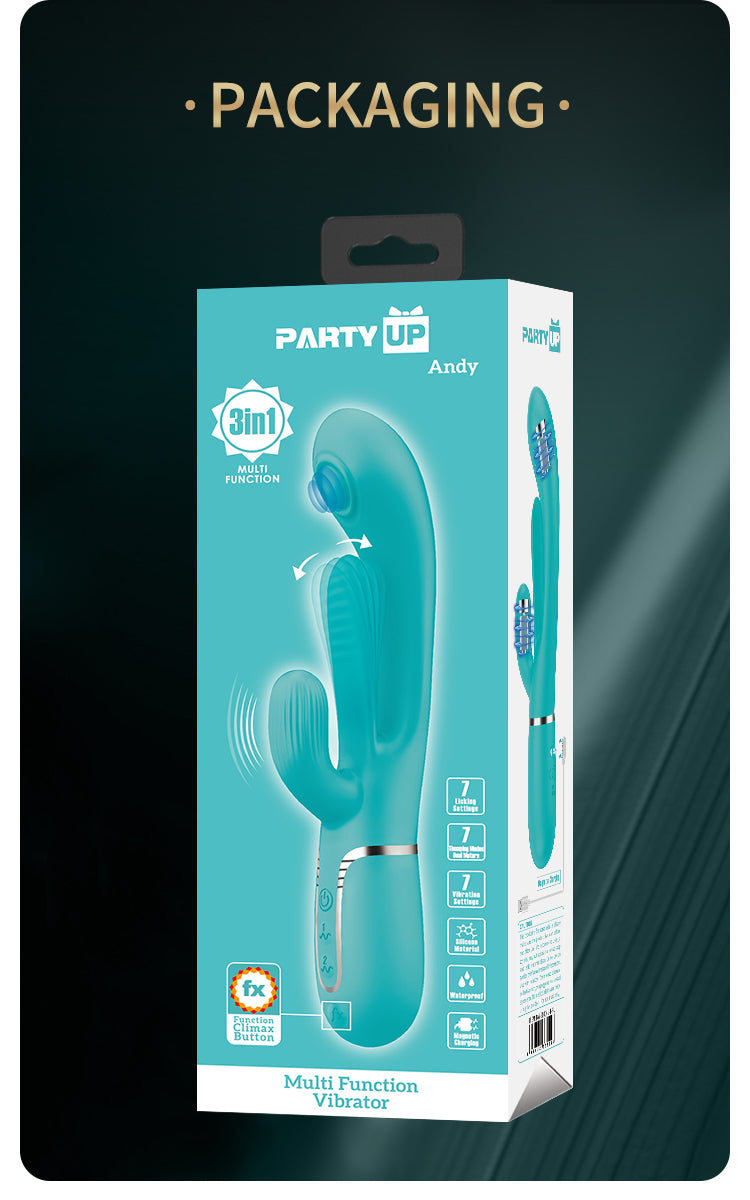Party Up ANDY Multi Function Rabbit Vibrator With Tip Rabbit Vibrators