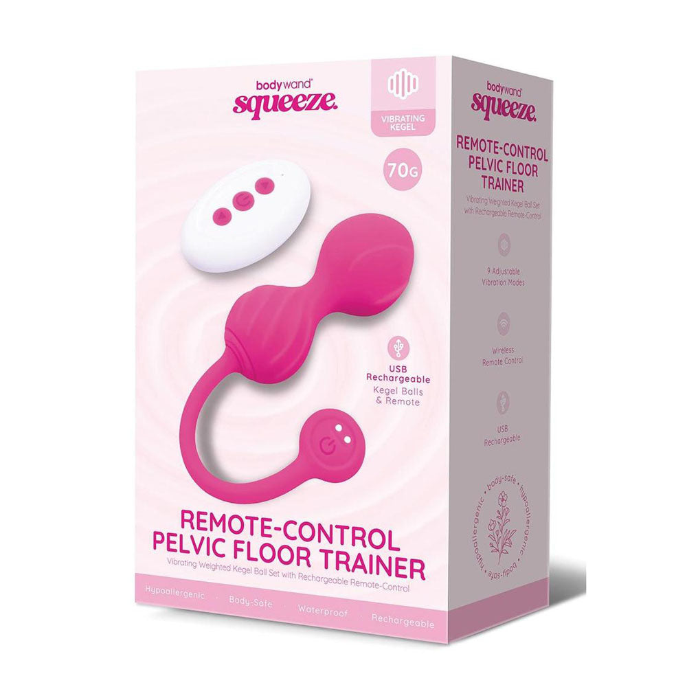 Bodywand Squeeze Remote-Control Rechargeable Weighted Kegel Balls with Remote Pink Love Eggs and Kegel Exercisers