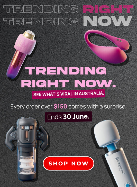 Advertisement for trending products with various items on a dark background- Upto 75% off