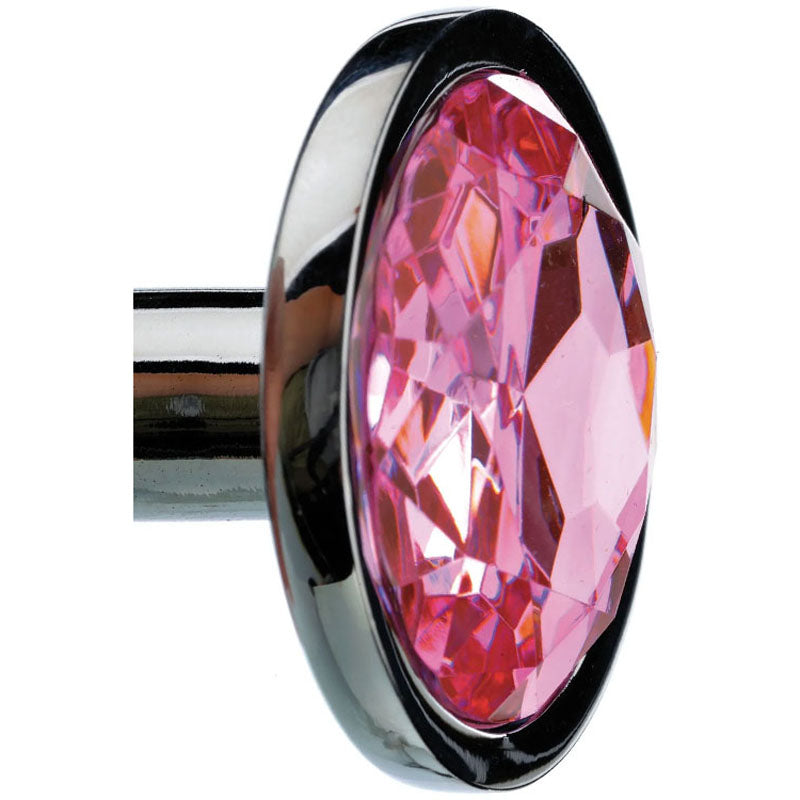 Adam and Eve Silver Metal Butt Plug with Pink Gem Base Butt Plugs