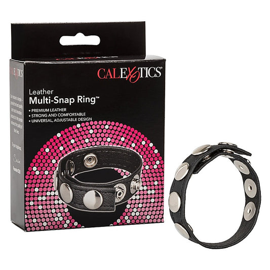 Ares Leather Multi Snap Cock Ring by California Exotics - Cock Rings