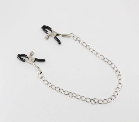 Love In Leather Chain Joined Womens Nipple Clamps - Nipple and Clit Clamps