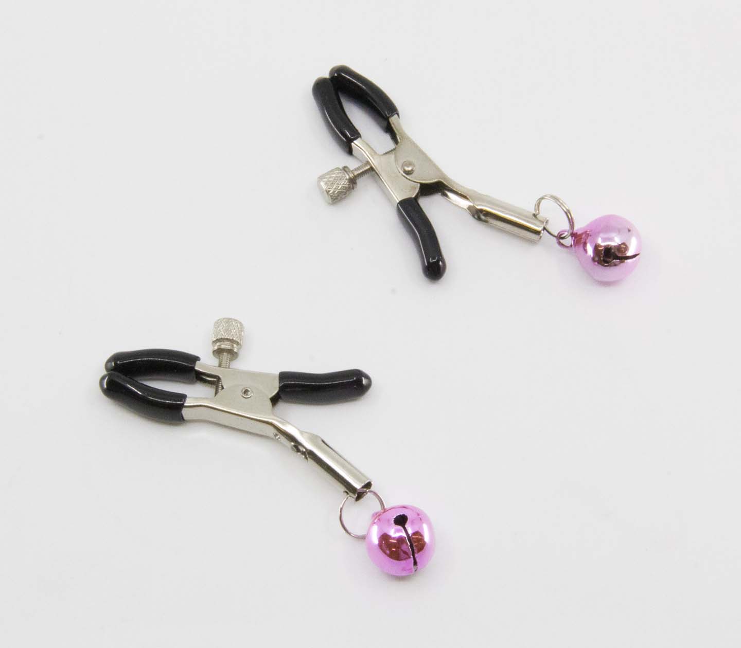 Love In Leather Womens Bells Nipple Clamps Baby Pink Nipple and Clit Clamps