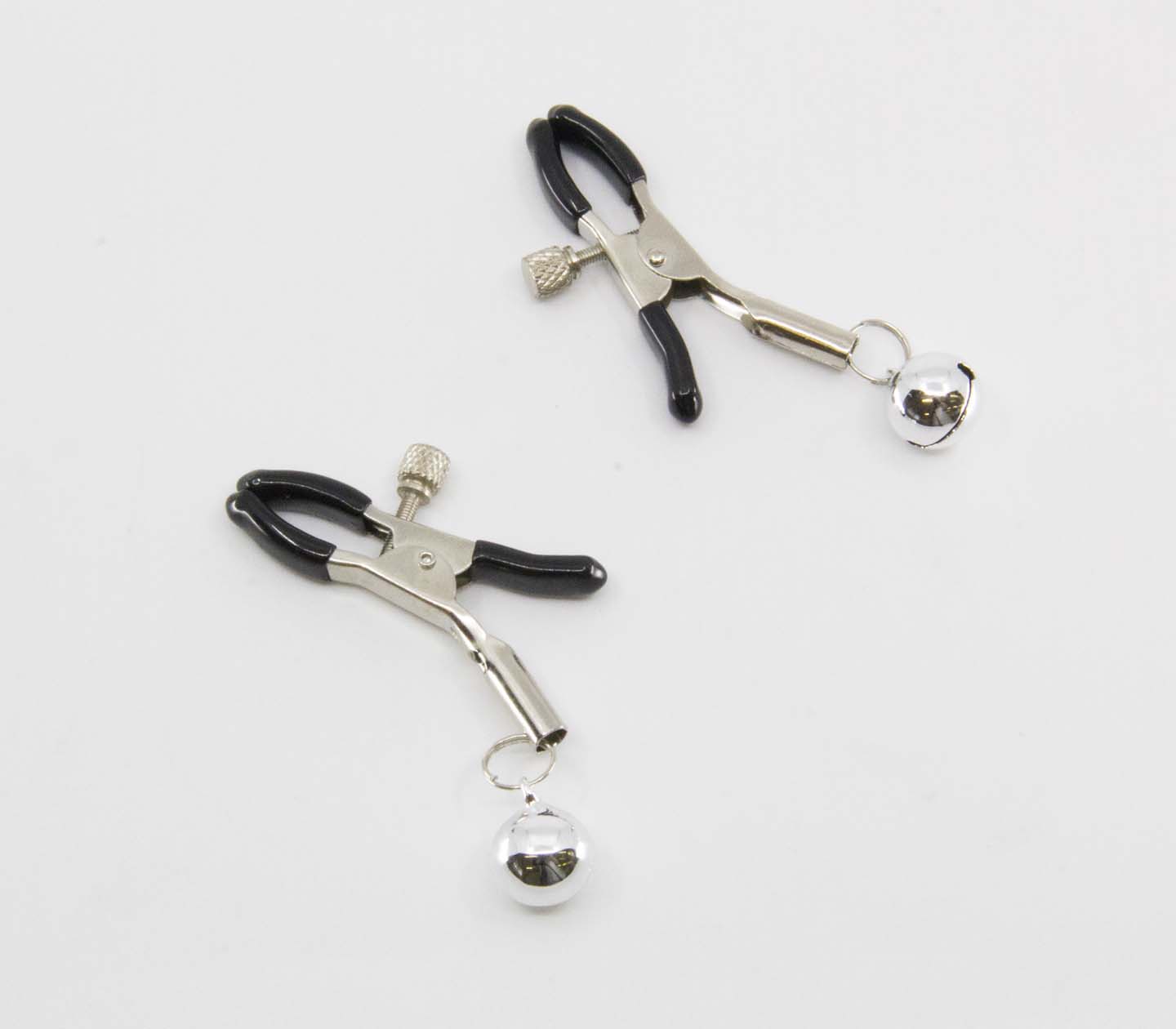 Love In Leather Womens Bells Nipple Clamps Silver Nipple and Clit Clamps