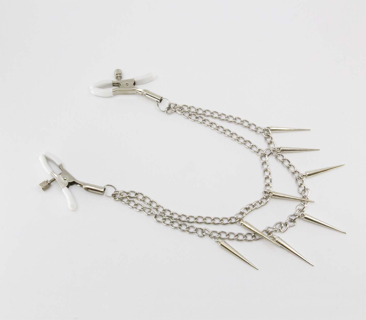 Love In Leather Spiked Chain Womens Nipple Clamps Default Title Nipple and Clit Clamps