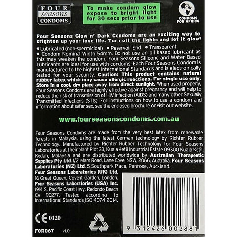 Premium Glow In Dark Condoms by Four Seasons - Condoms