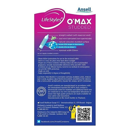 Ansell LifeStyles O-Max Condoms 10 Pack - Condoms