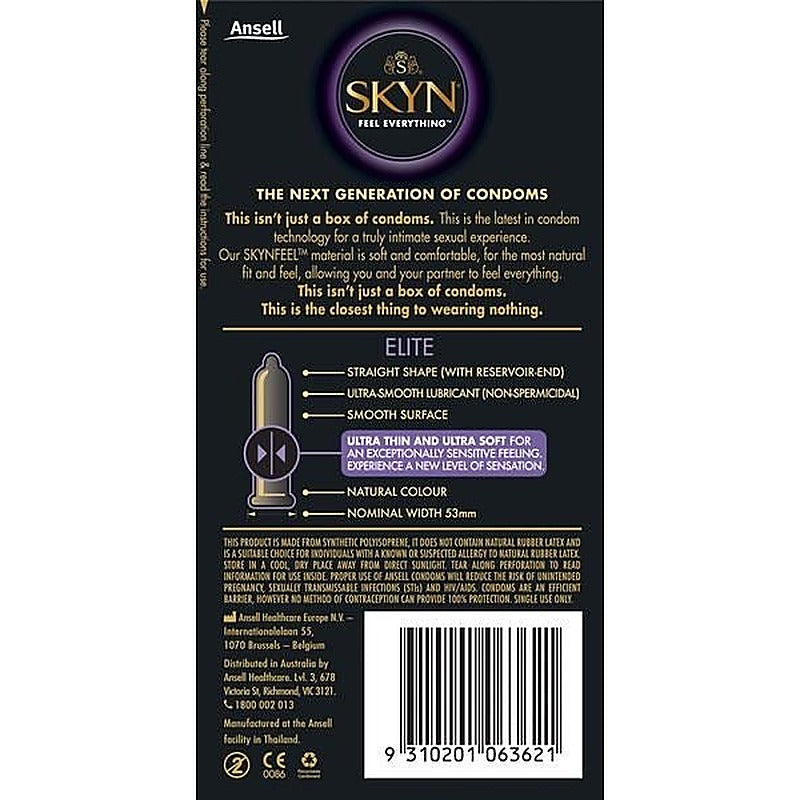 SKYN Elite Non Latex Condom by Ansell - Condoms