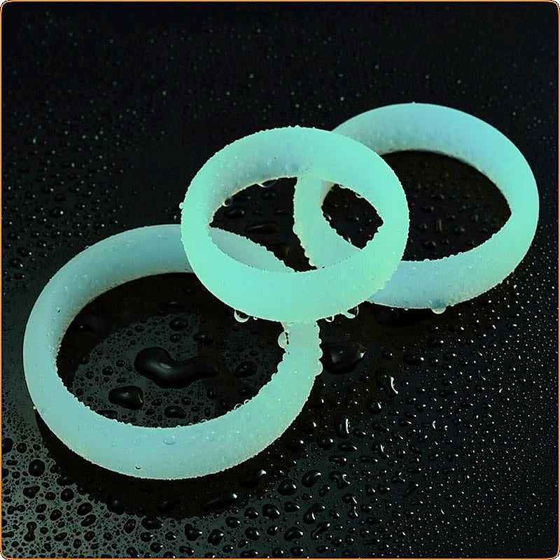 Glow-in-the-Dark Pleasure Enhancing Cock Ring Set by BDStyle - Ball and Cock Toys