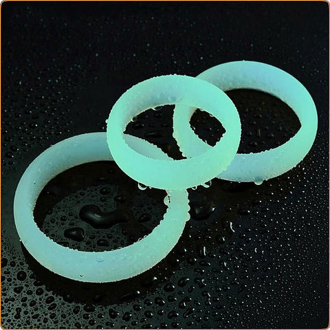 Glow-in-the-Dark Pleasure Enhancing Cock Ring Set by BDStyle - Ball and Cock Toys