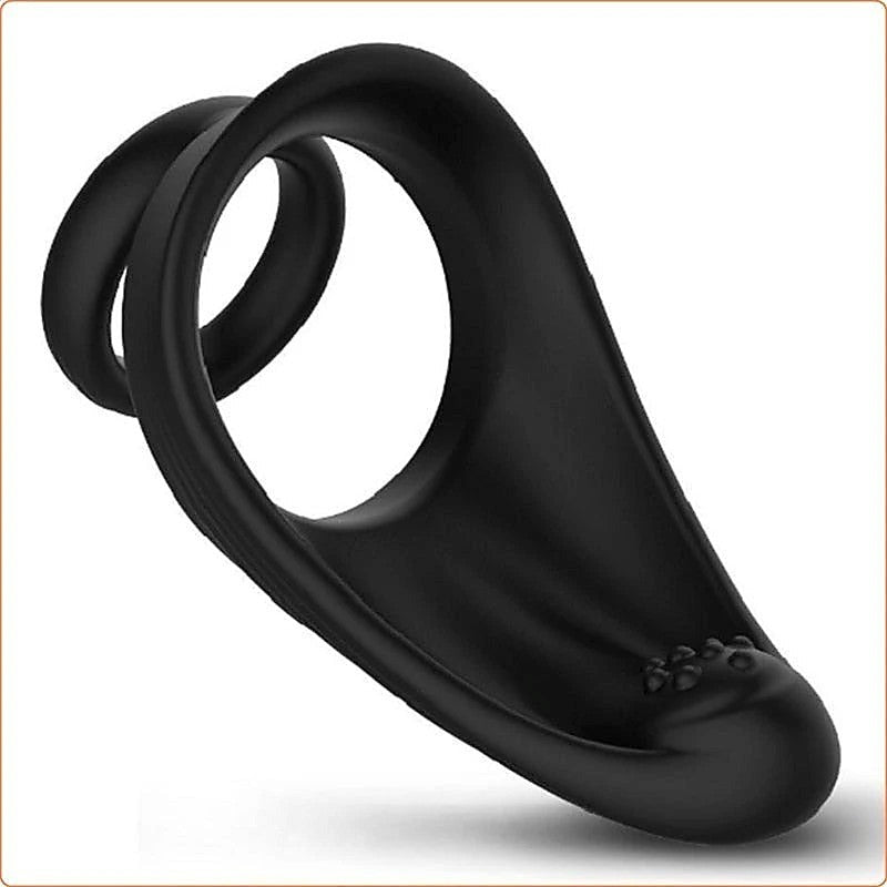 Silicone Dual Penis Ring with Taint Teaser by BDStyle - Ball and Cock Toys