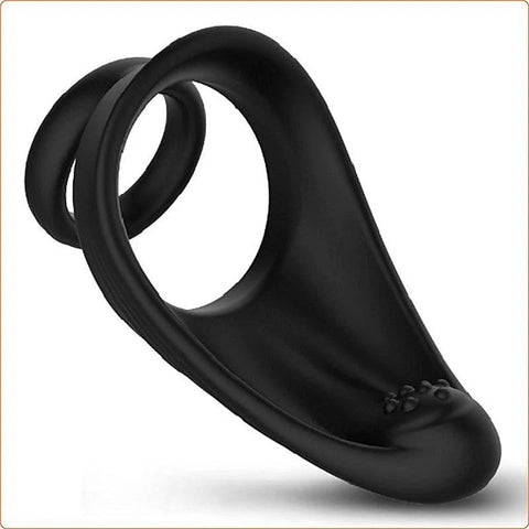 Silicone Dual Penis Ring with Taint Teaser by BDStyle - Ball and Cock Toys