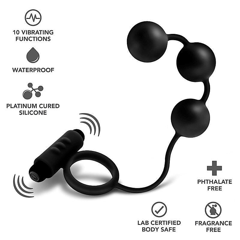 Blush Novelties Platinum Anal Beads & Vibrating C-Ring - Graduated Pleasure - Ball and Cock Toys
