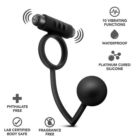 Blush Novelties Platinum Anal Ball & Vibrating C-Ring Set - Ball and Cock Toys