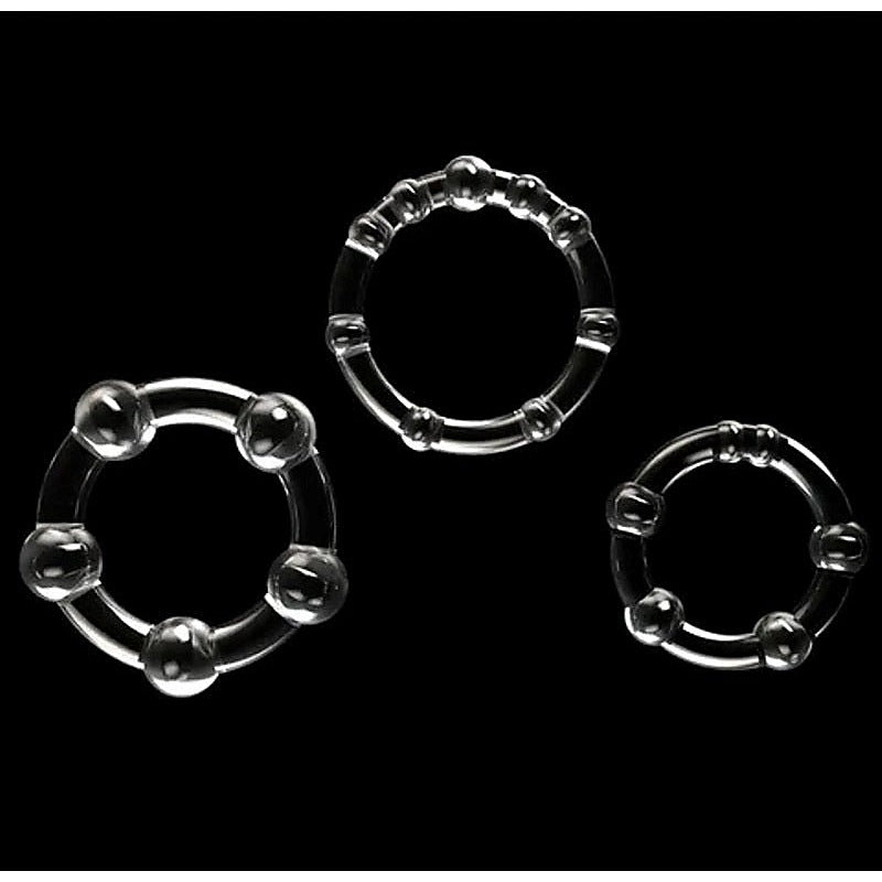 Triple Beaded Cock Ring Set by Lovetoy - Ball and Cock Toys