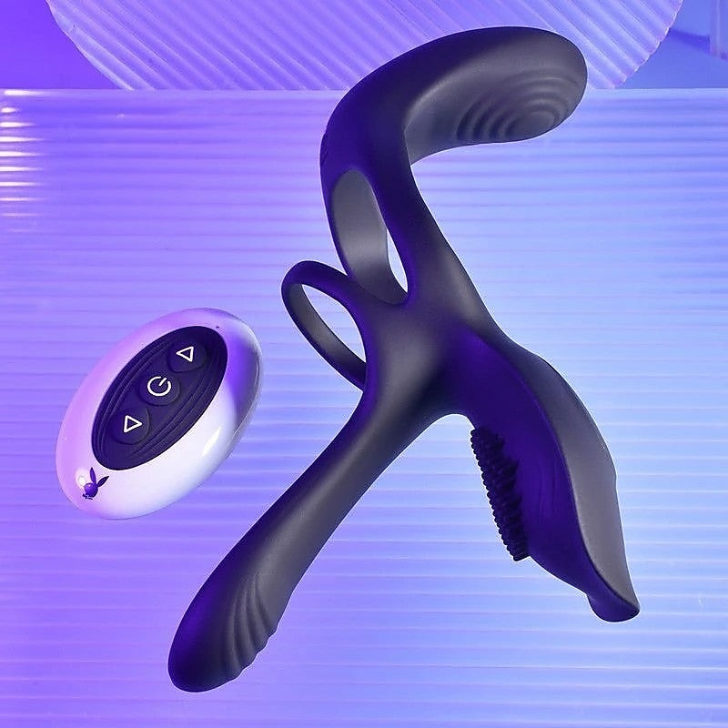 Playboy Pleasure The 3 Way Vibrating Men's Dick Cock Ring - Vibrating Cock Rings