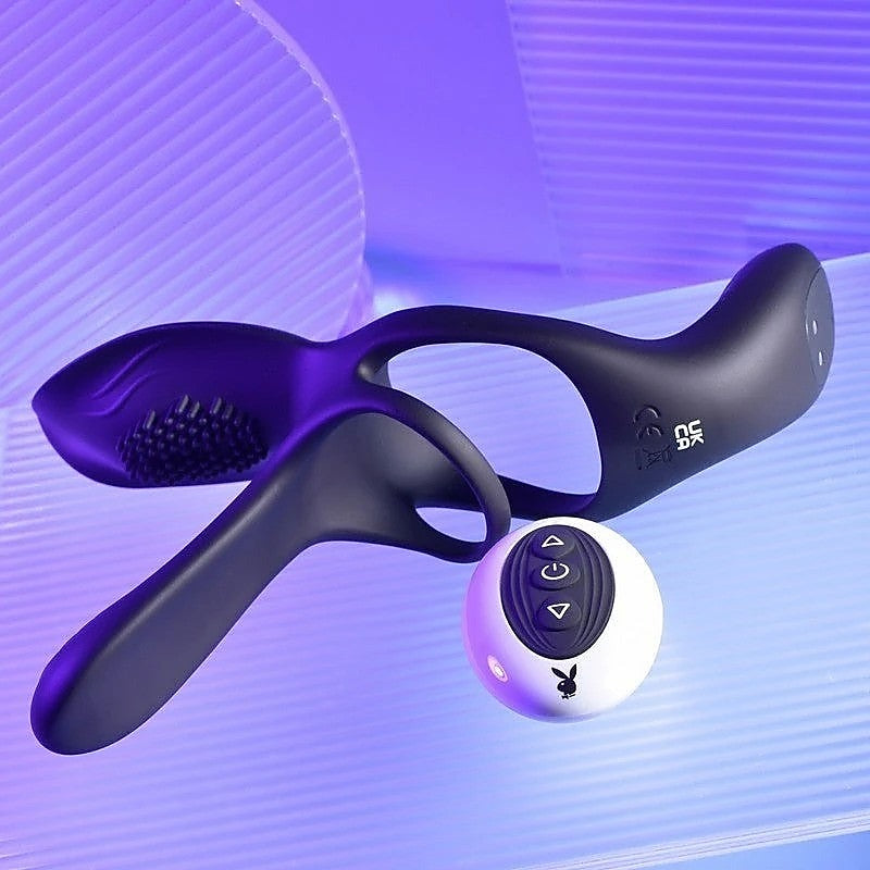 Playboy Pleasure The 3 Way Vibrating Men's Dick Cock Ring - Vibrating Cock Rings