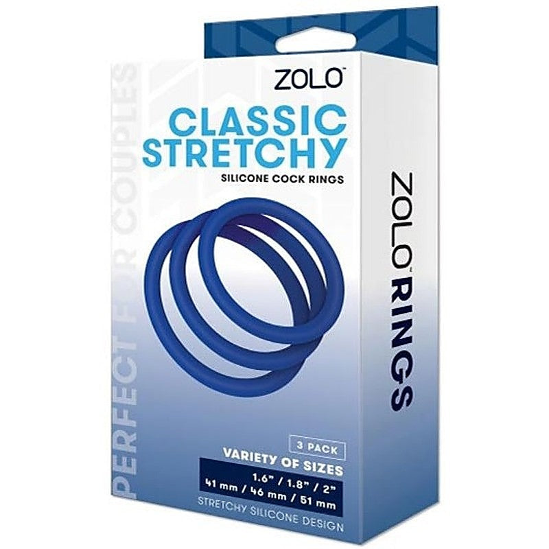 Zolo Classic Stretchy Silicone Cock Ring 3-Pack - Stretchy Cock Rings