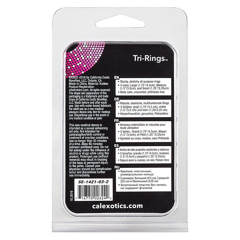 3 Piece Stretchy Men's Tri-Rings Black by California Exotics - Stretchy Cock Rings