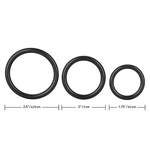 3 Piece Stretchy Men's Tri-Rings Black by California Exotics - Stretchy Cock Rings