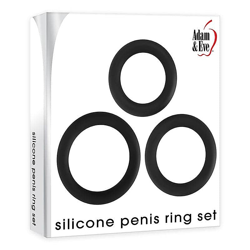 Black Penis Ring Trio by Adam & Eve - Cock Ring Sets