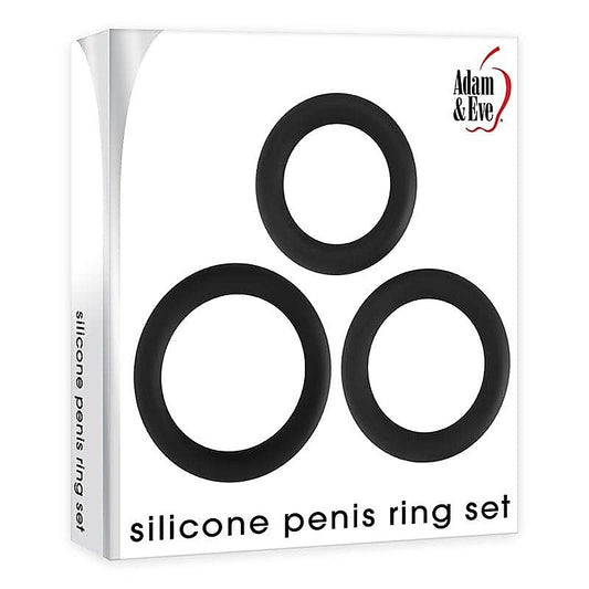 Unleash Desire - Adam & Eve Black Penis Ring Trio - Cock Ring Sets