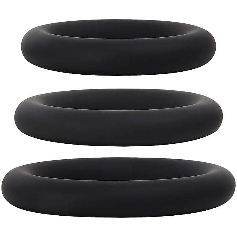Black Penis Ring Trio by Adam & Eve - Cock Ring Sets