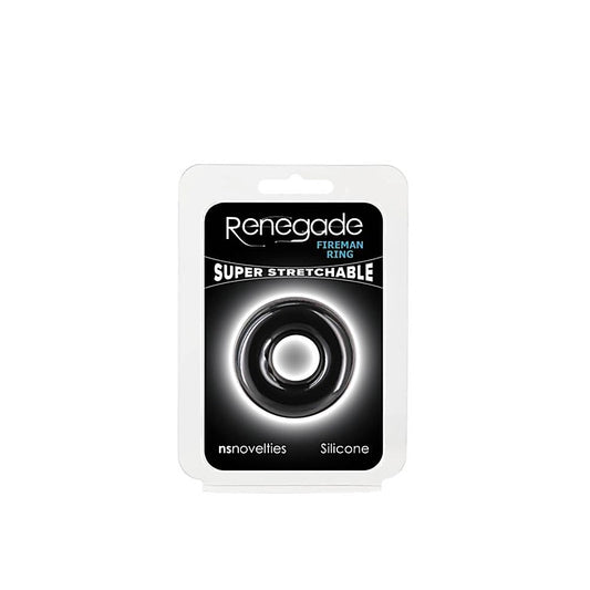 Renegade Fireman Stretchy Cock Ring Black - Stretchy Cock Rings