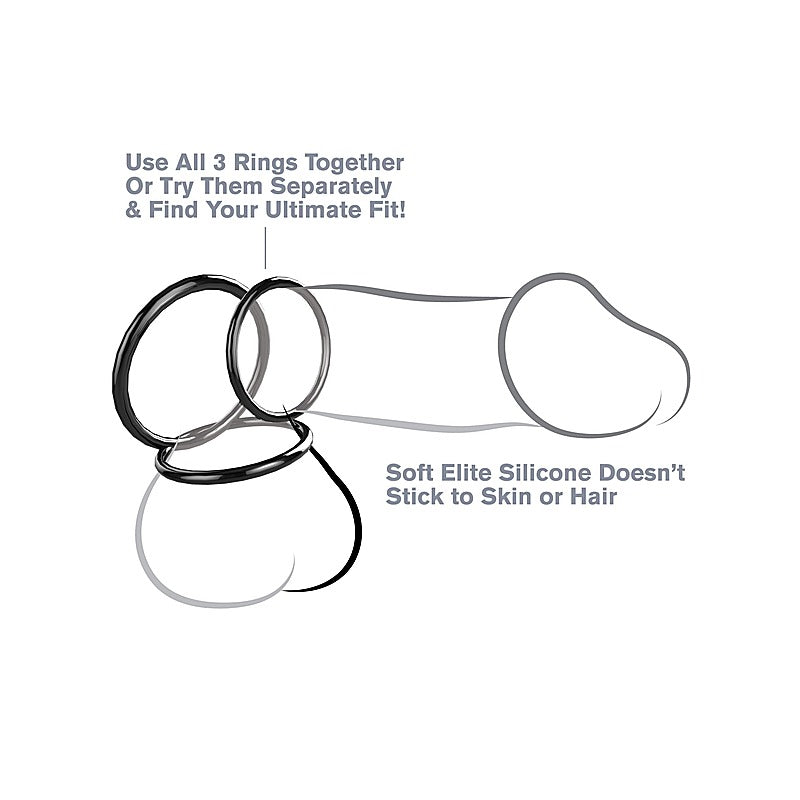 Fantasy 3 Silicone Cock Ring Stamina Set by Pipedream - Cock Rings