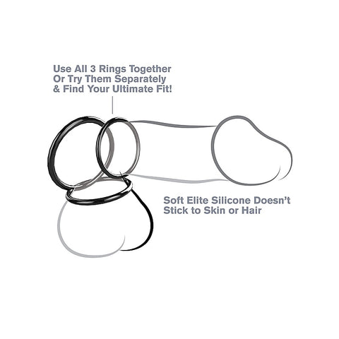 Fantasy 3 Silicone Cock Ring Stamina Set by Pipedream - Cock Rings