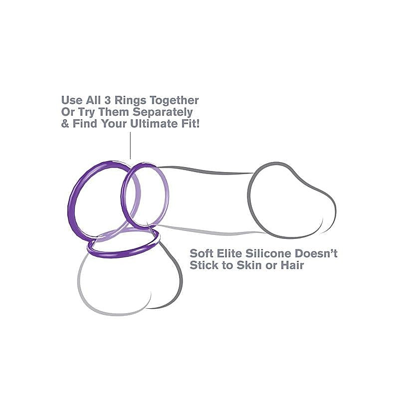 Fantasy 3 Silicone Cock Ring Stamina Set by Pipedream - Cock Rings