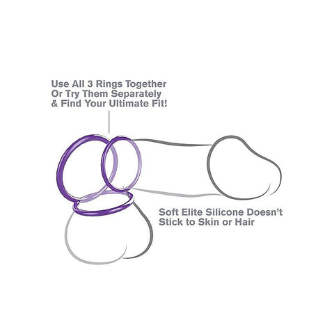 Fantasy 3 Silicone Cock Ring Stamina Set by Pipedream - Cock Rings