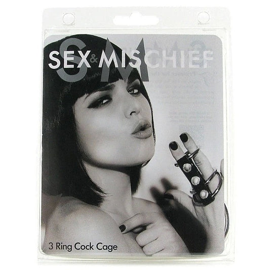 Sex & Mischief 3 Ring Cock Cage - Male Chastity