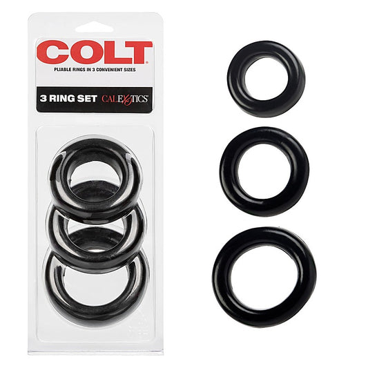 Colt 3 Piece Stretchy Mens Cock Ring Set - Cock Rings