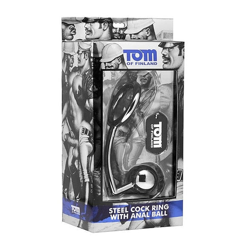 Tom of Finland Stainless Steel Cock Ring and Anal Ball - Steel Cock Rings