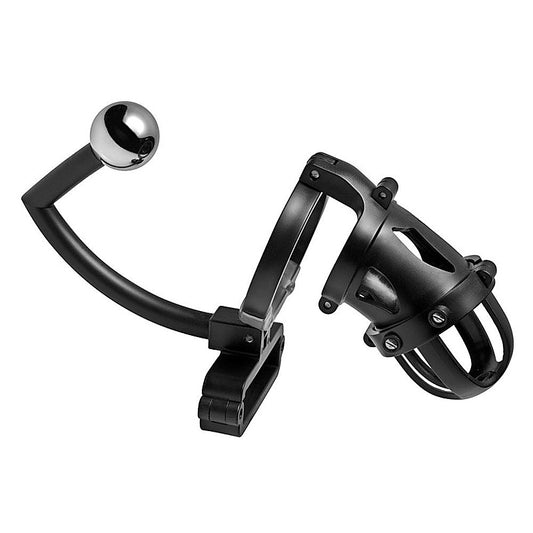 Oppressor Male Confinement Chastity Cage with Ball Clamp - Cock Rings