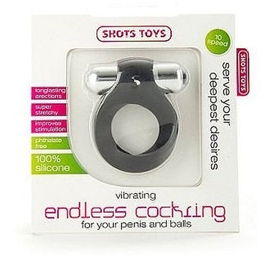 Shots Toys Vibrating Endless Cock Ring Black - Vibrating Cock Rings