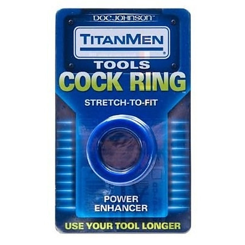 TitanMen Tools Cock Ring Blue by Doc Johnson - Stretchy Cock Rings